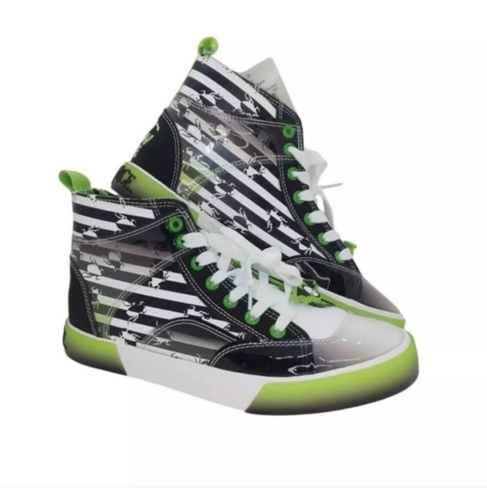 Ground Up Women's Men's Striped‎ Beetlejuice High Top Sneakers Punk Horror Shoes